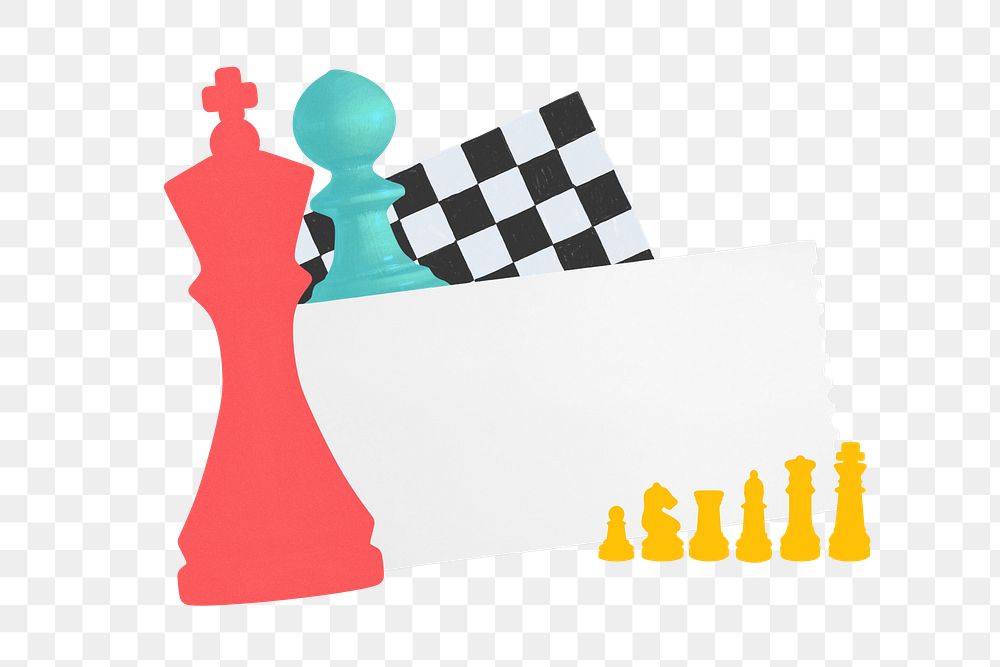 Business strategy chess png note paper sticker, transparent background