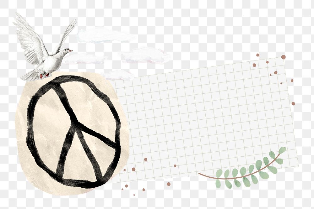 Peace torn paper png sticker, transparent background