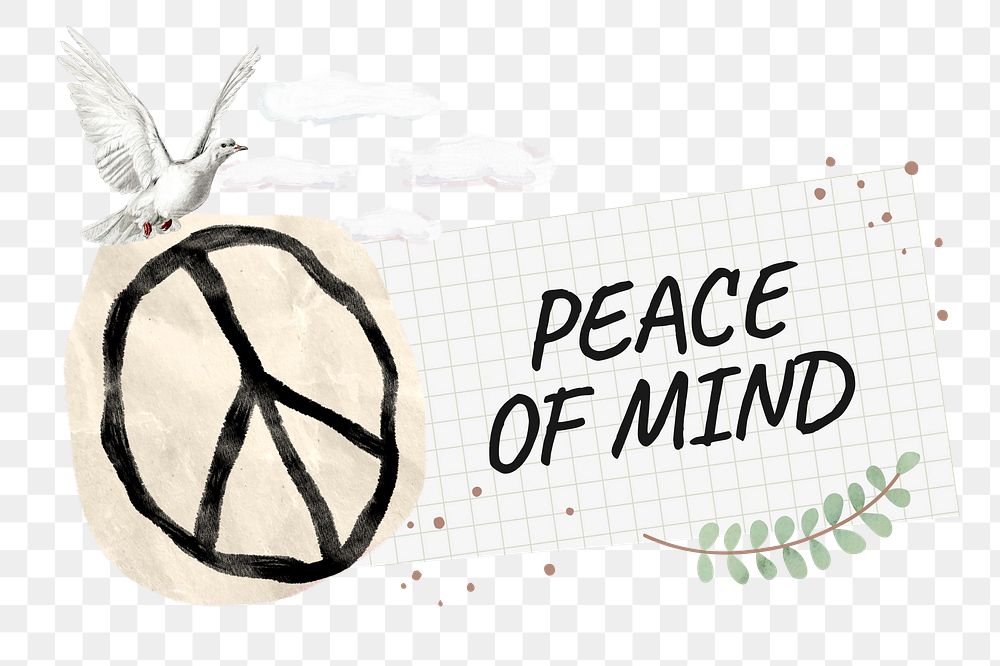 Peace torn paper png sticker, transparent background