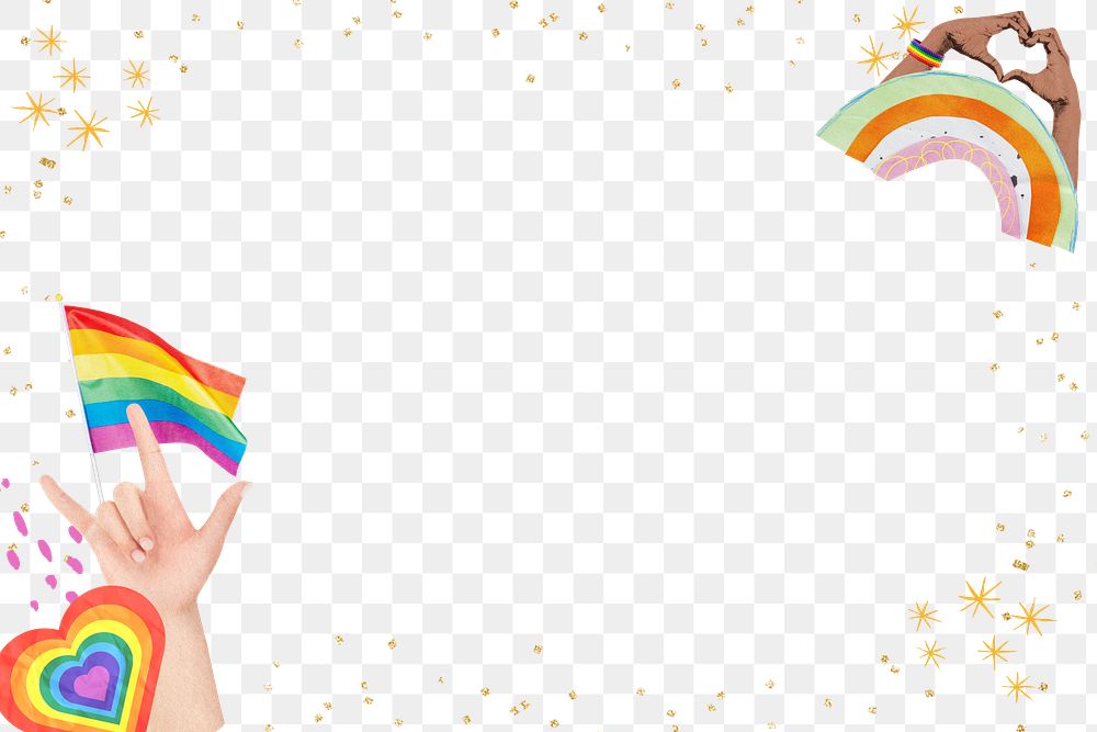 LGBTQ pride png border frame, transparent background