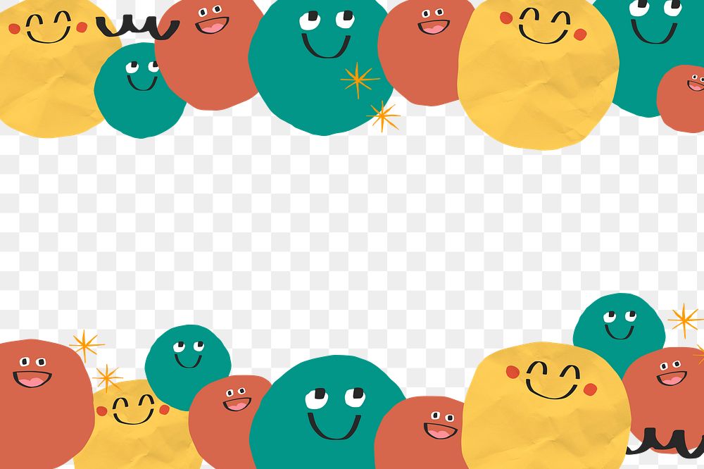 Emoticon border png happy face, transparent background