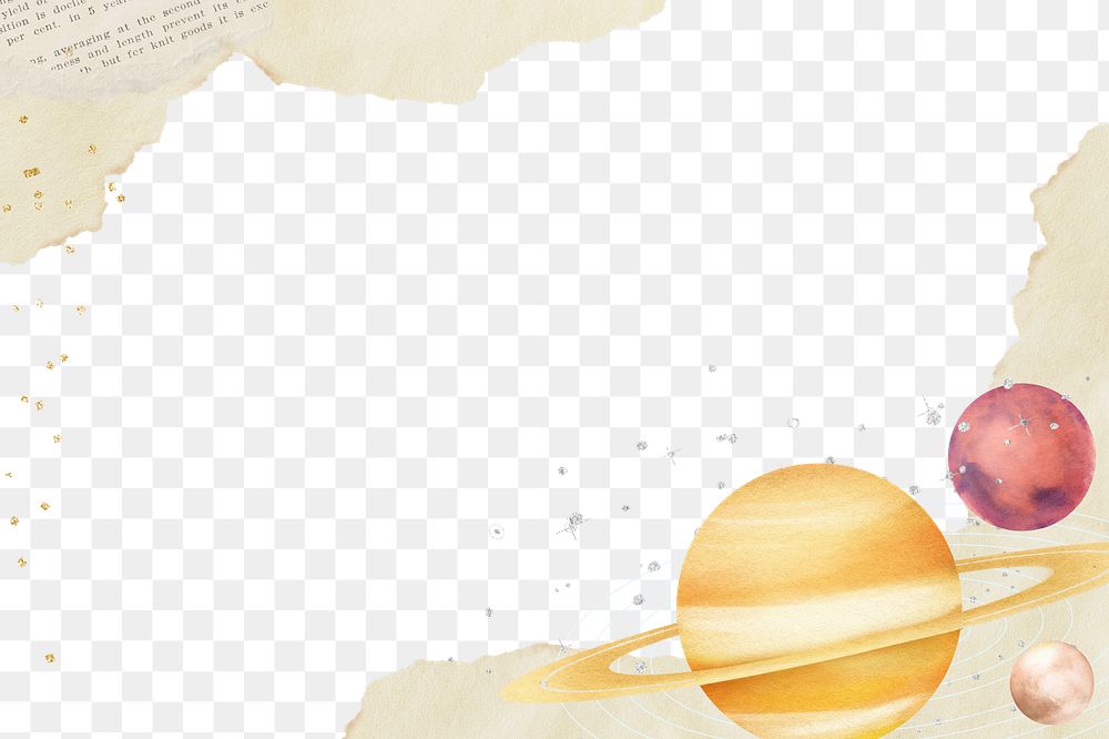 Saturn galaxy png border frame, transparent background