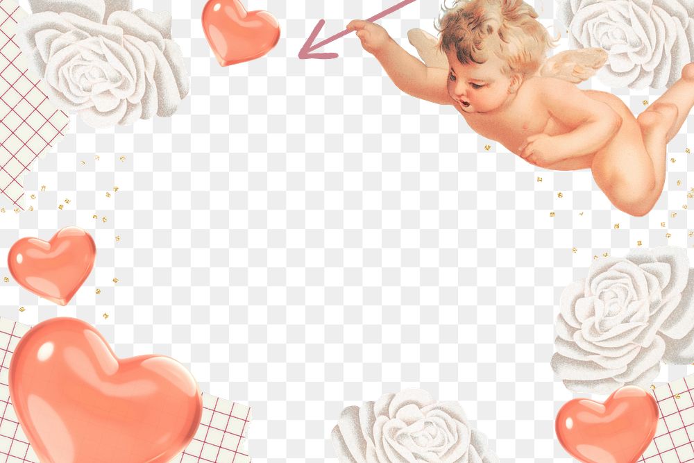 Valentine's cupid png frame, transparent background