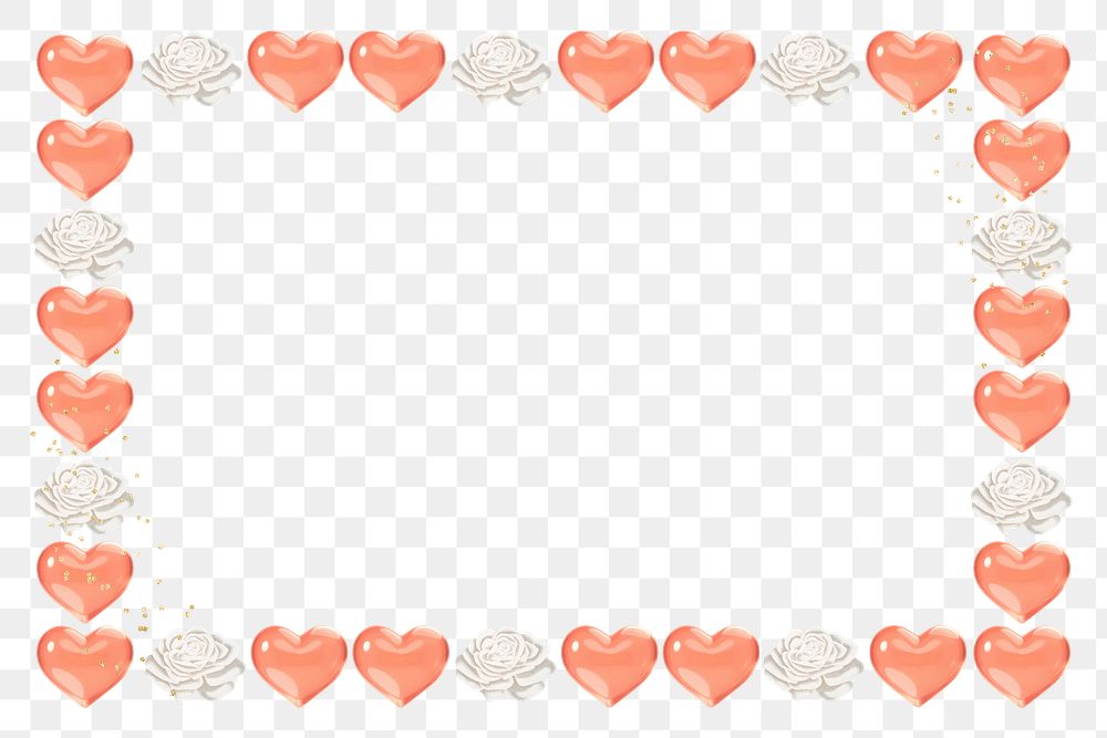 Valentine's heart png frame, transparent background