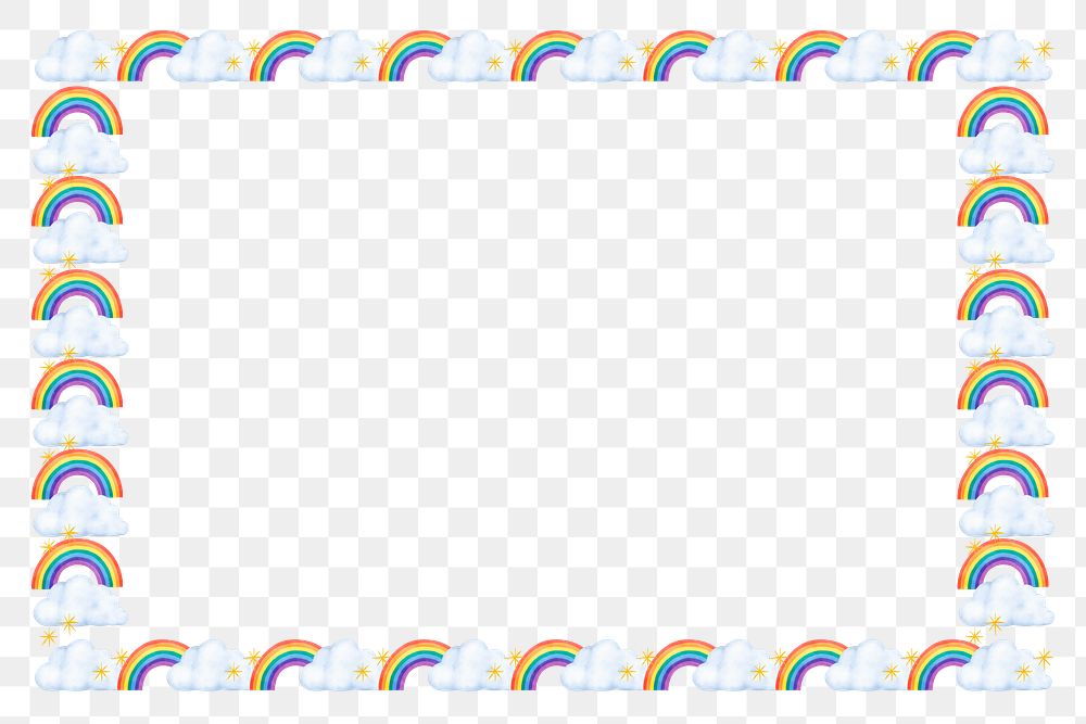 Rainbow patterned png frame, transparent background