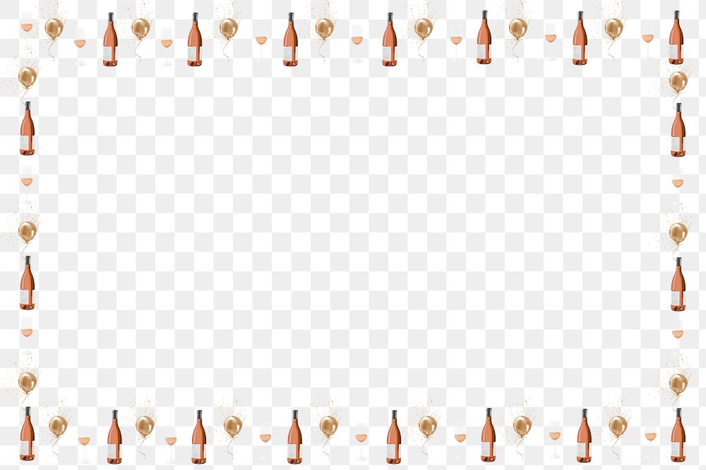 Champagne patterned png frame, transparent background