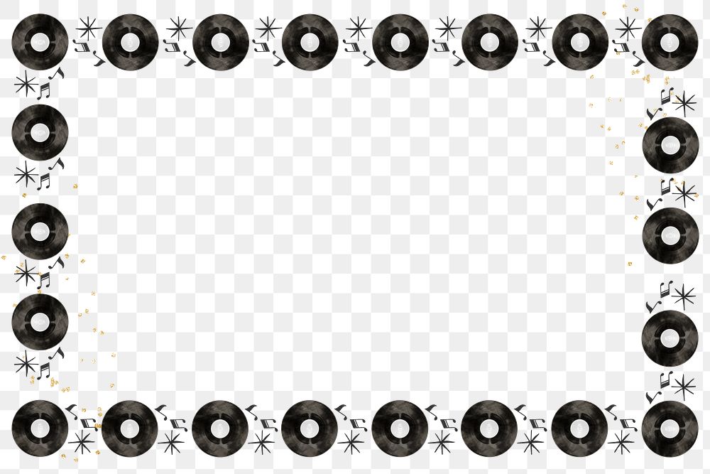 Vinyl record patterned png frame, transparent background