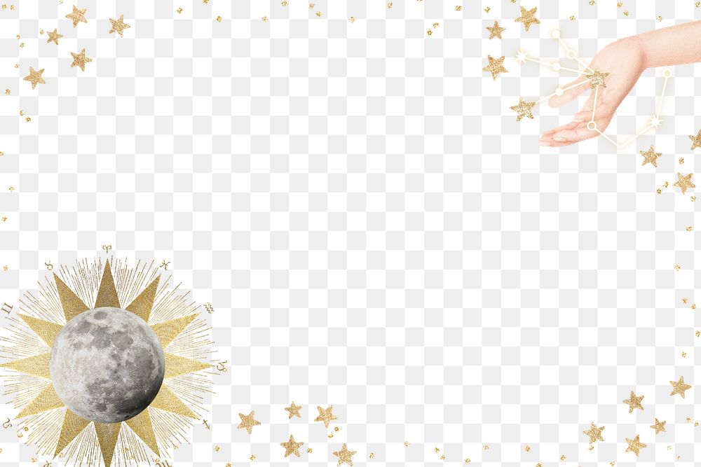 Celestial moon png frame, transparent background