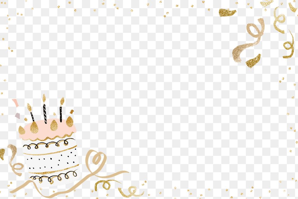 Birthday cake png border, transparent background