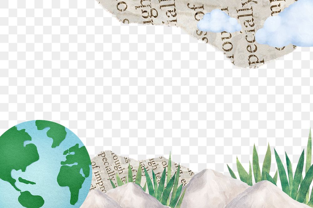 Environment globe collage png border, transparent background