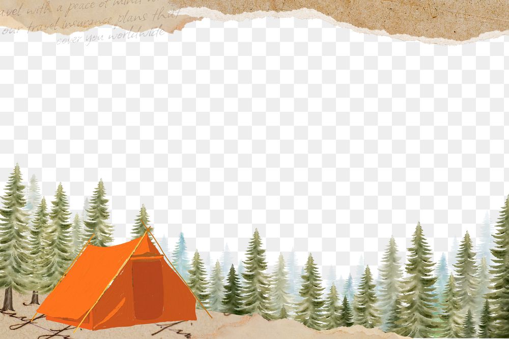 Camping tent png border, transparent background