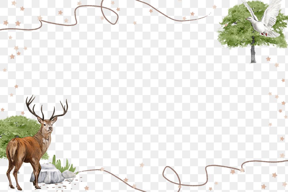 Stag deer png frame, transparent background