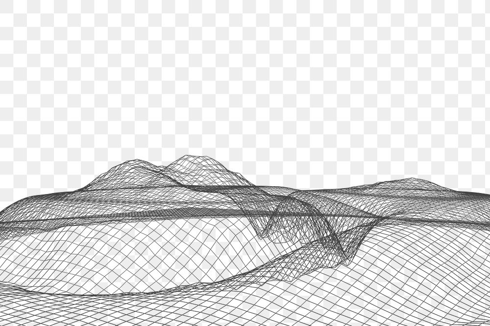 PNG retro-futuristic wireframe, transparent background