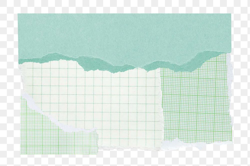 Green grid paper png collage element, transparent background