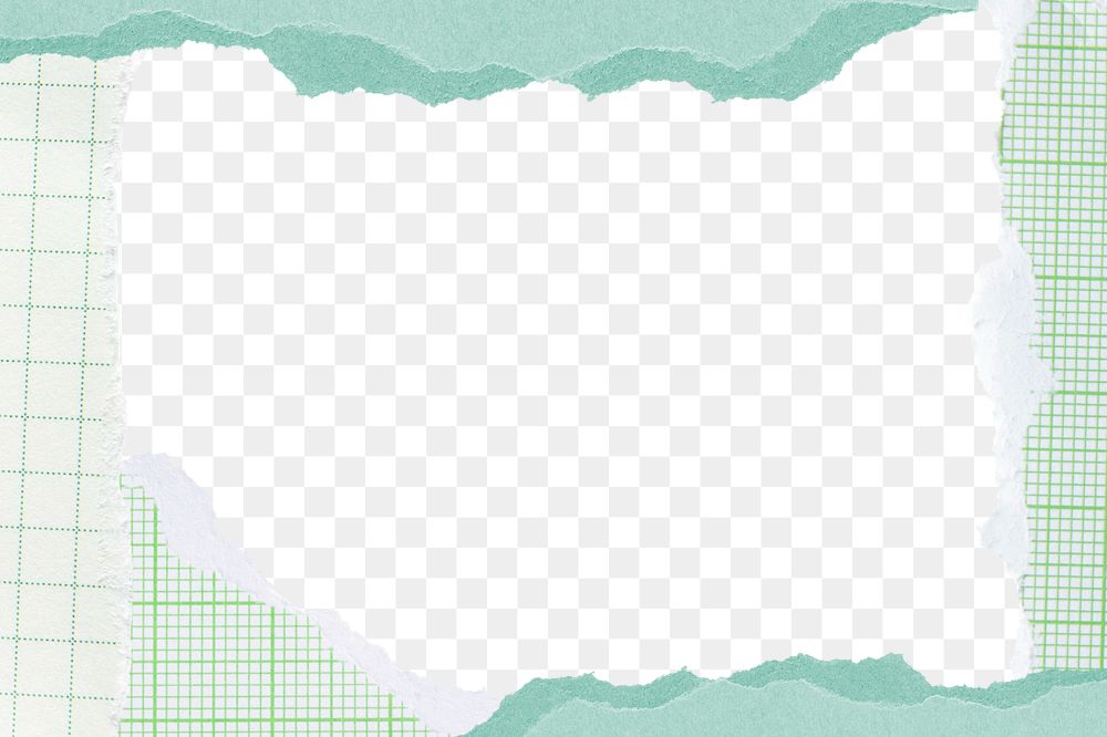 PNG torn green paper frame, transparent background