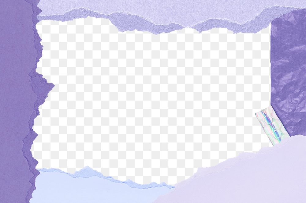 PNG purple torn paper frame, transparent background