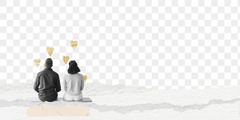 Couple aesthetic png border, collage art, transparent background