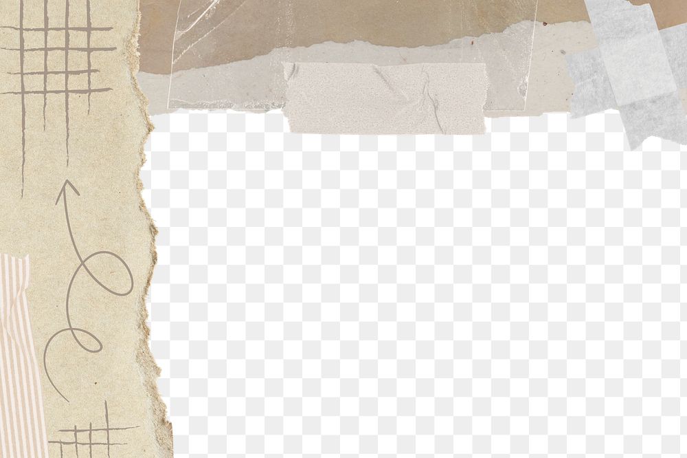 Ripped paper png border, abstract design, transparent background