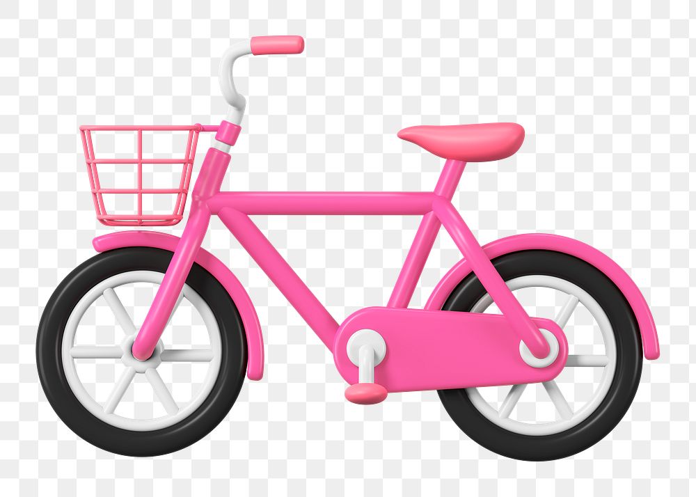 Pink bicycle png 3D element, transparent background