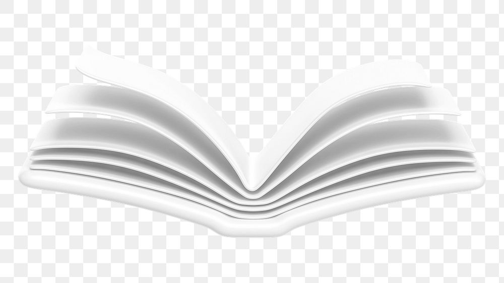 White open book png 3D education element, transparent background