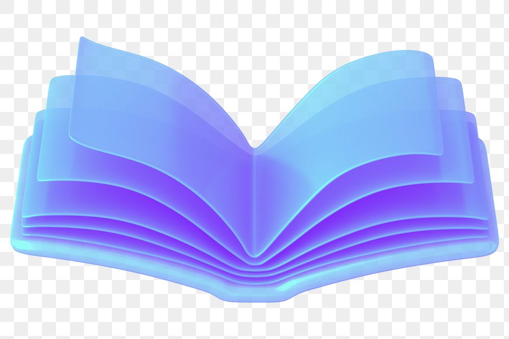 Blue open book png 3D education element, transparent background