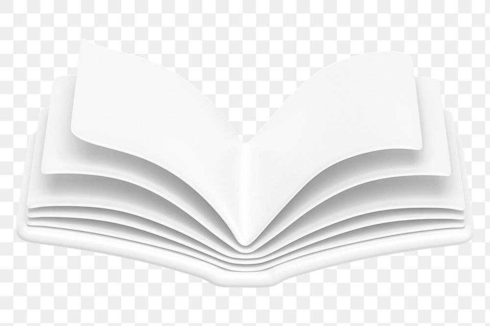 White open book png 3D education element, transparent background