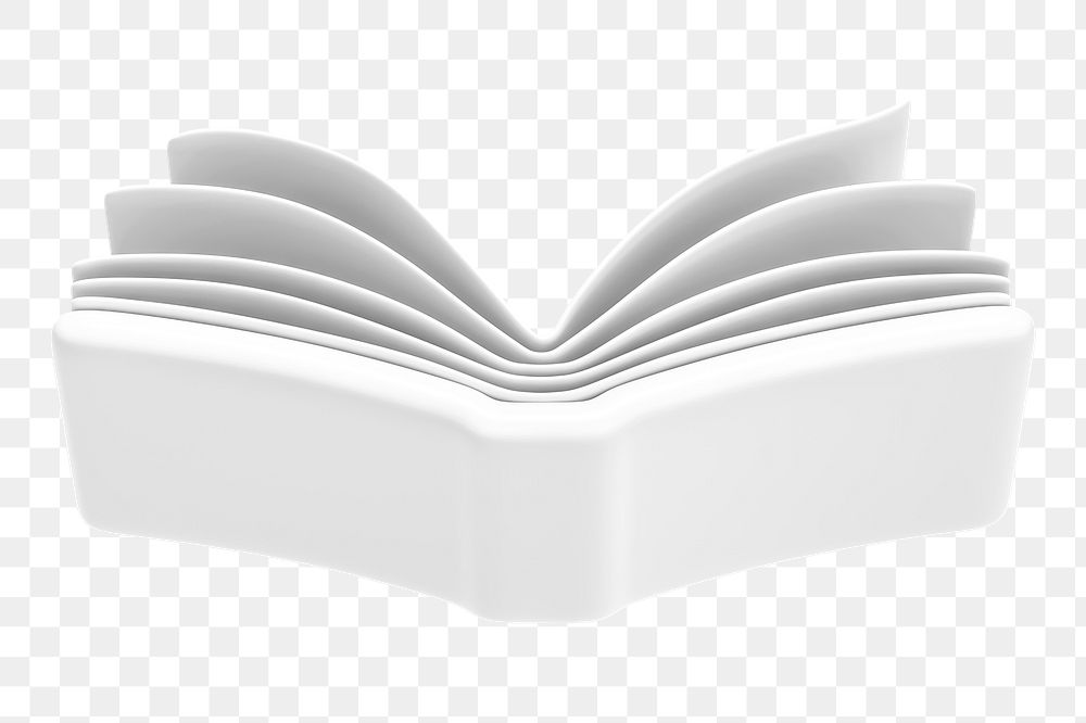 White open book png 3D education element, transparent background