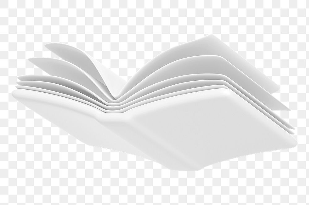 White open book png 3D education element, transparent background