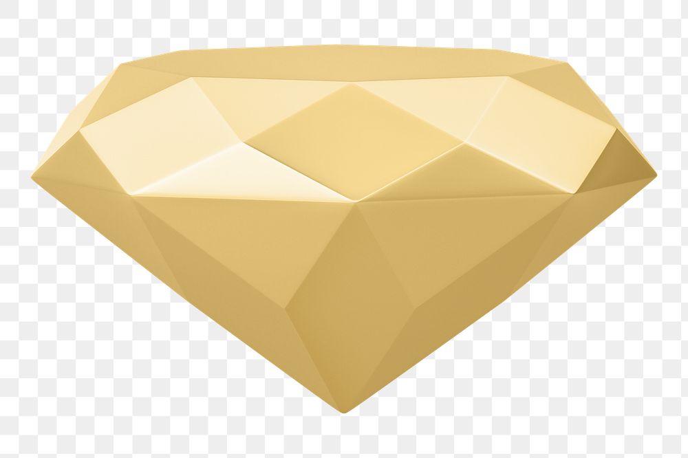 Gold diamond png 3D shape, transparent background