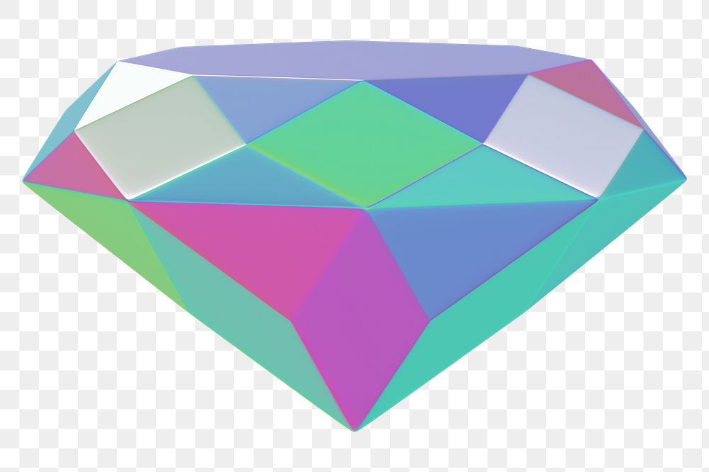 Colorful diamond png 3D shape, transparent background