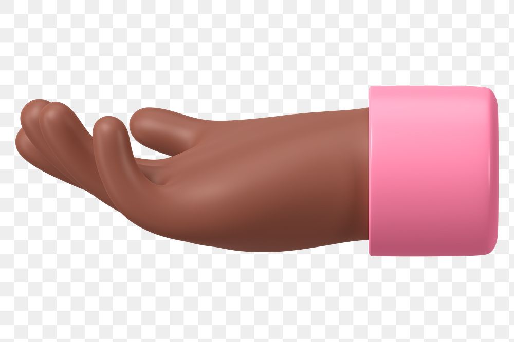 African-American hand png gesture, 3D illustration, transparent background