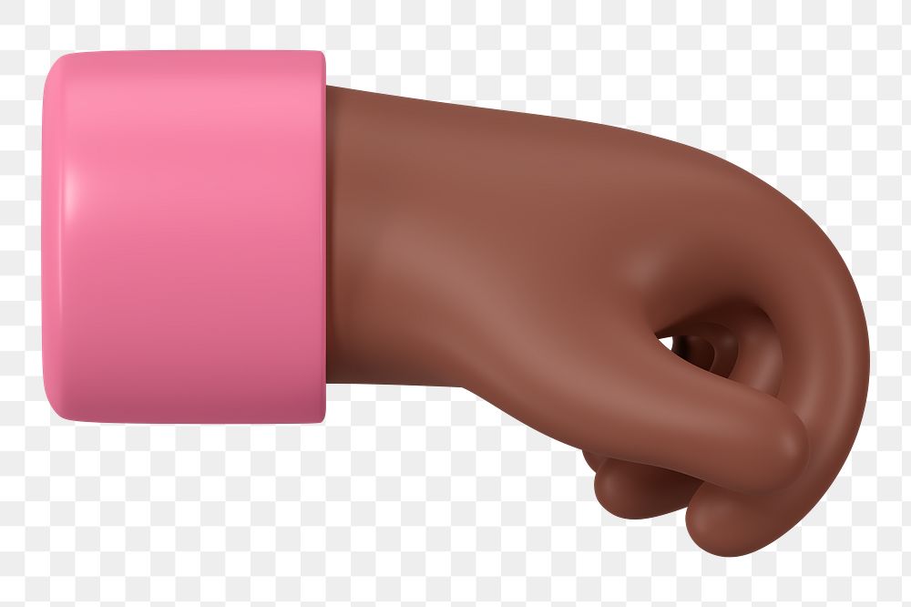 African-American hand png gesture, 3D illustration, transparent background