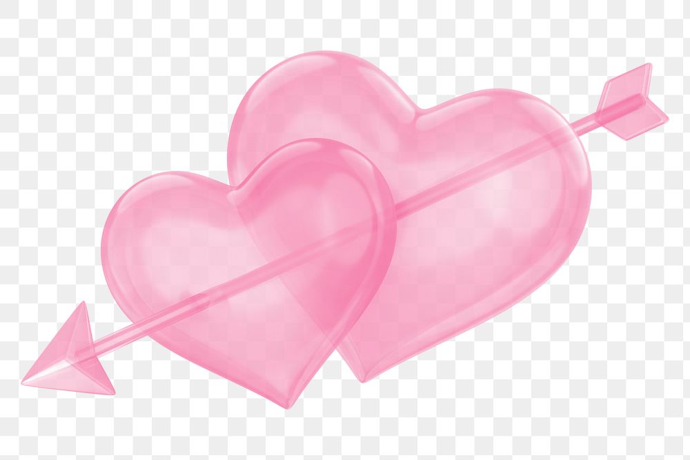 Pink arrow png through heart, transparent background