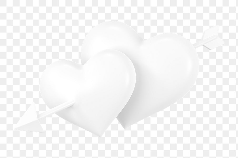 White arrow png through heart, transparent background