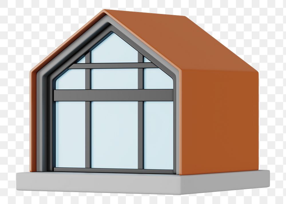 Simple house model png, 3D illustration, transparent background