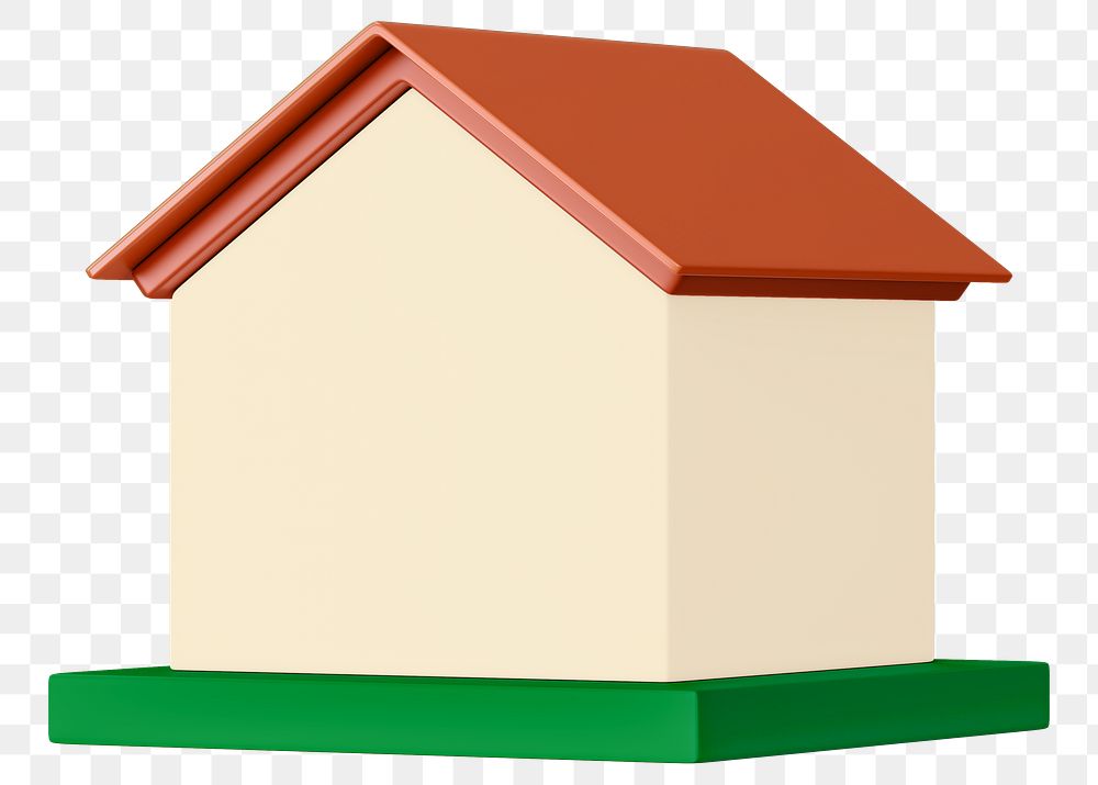 Simple house model png, 3D illustration, transparent background