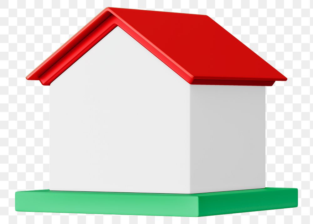 Simple house model png, 3D illustration, transparent background