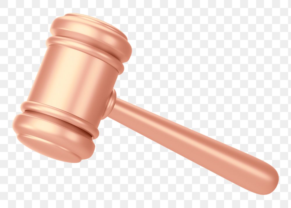 Rose gold gavel png 3D element, transparent background