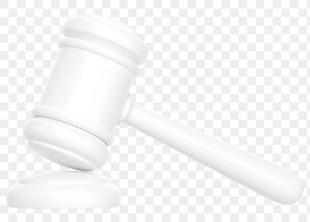 White gavel png 3D element, transparent background