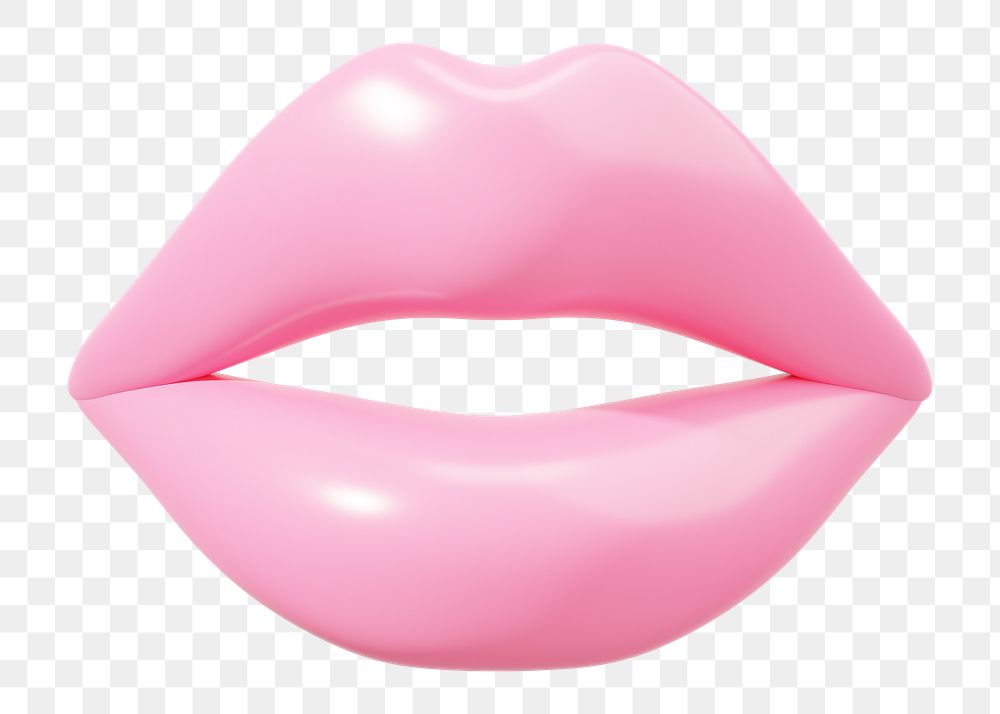 Pink woman's lips png 3D element, transparent background