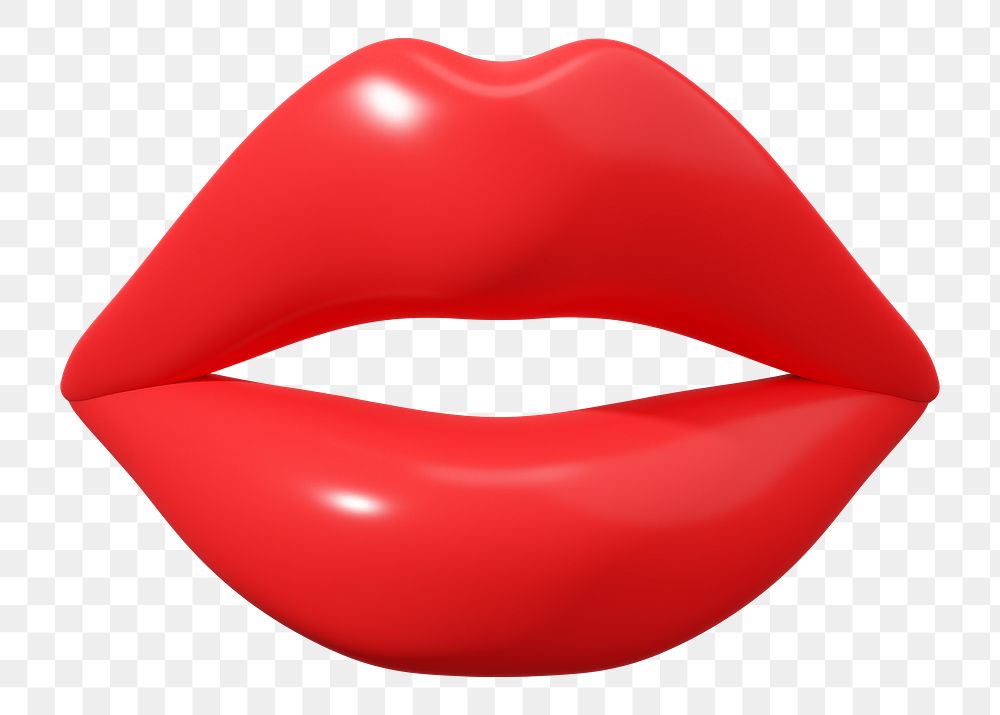 Red woman's lips png 3D element, transparent background