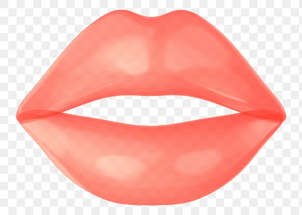 Peachy woman's lips png 3D element, transparent background