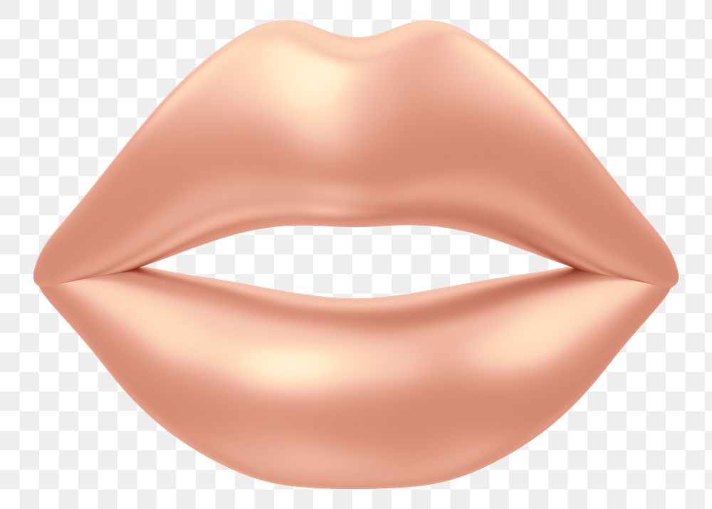 Rose gold woman's lips png 3D element, transparent background