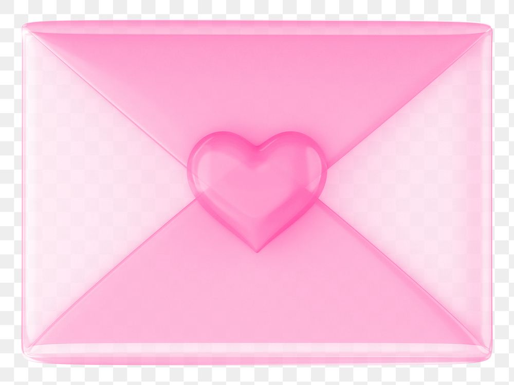 Pink love letter png, 3D Valentine's illustration, transparent background