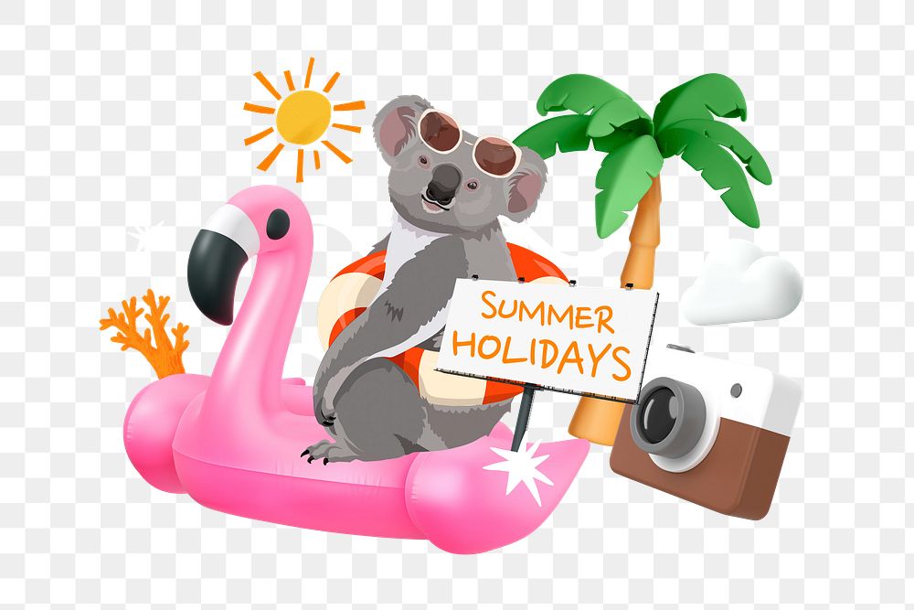 Summer holidays png word element, 3D collage remix, transparent background