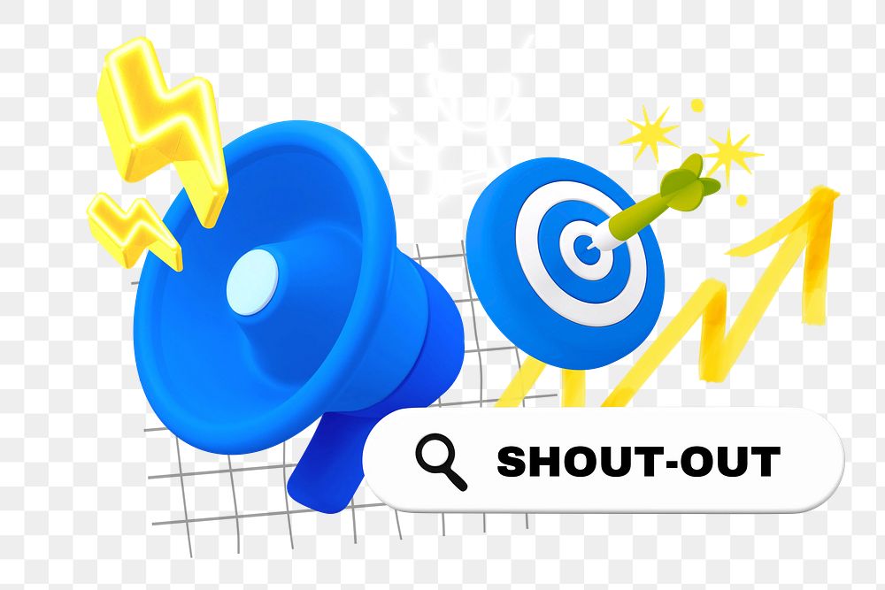 Shout-out png word element, 3d remix, transparent background