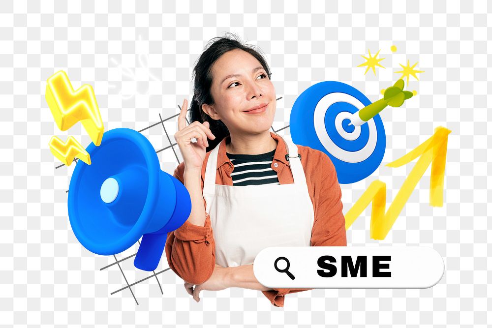 SME, business png word element, 3d remix, transparent background