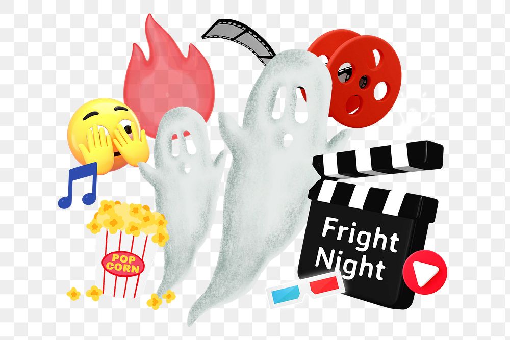 Fright night, movie png word element, 3d remix, transparent background