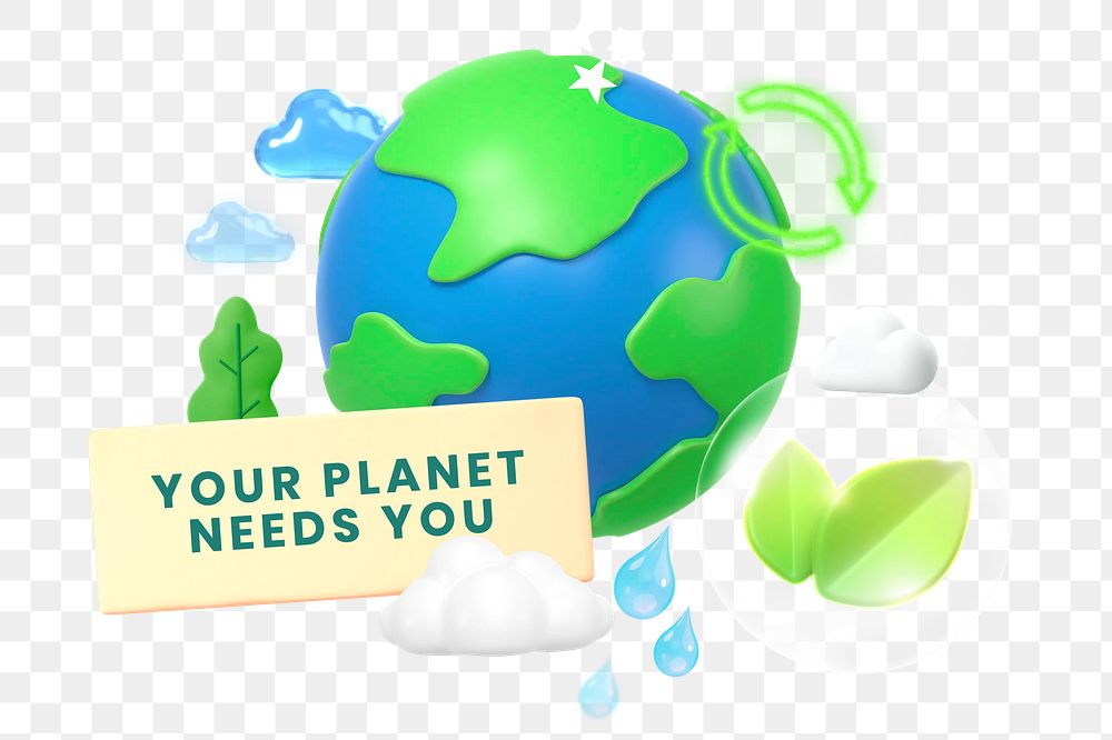 Your planet png word element, 3d remix, transparent background