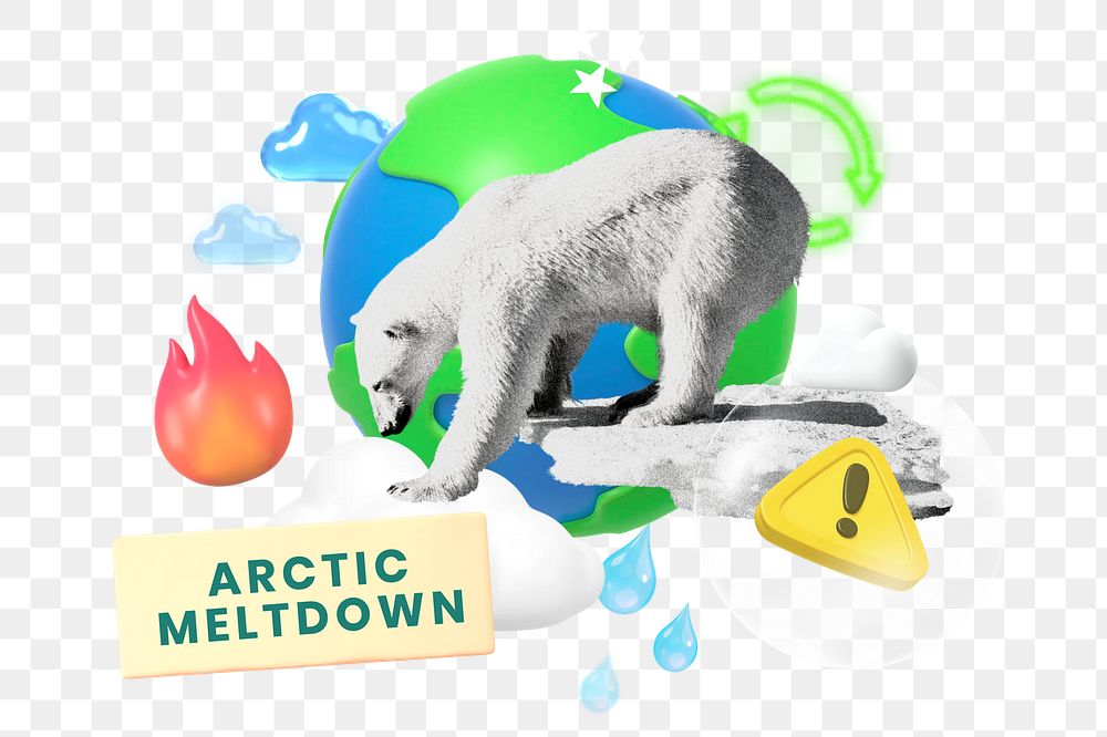 Arctic meltdown png word element, 3d remix, transparent background